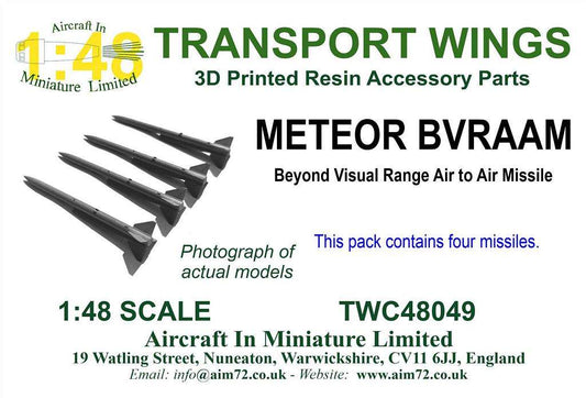 AIM - Transport Wings TWC48049 1:48 METEOR BVRAAM Beyond Visual Range Air to Air Missile - 4 Missiles