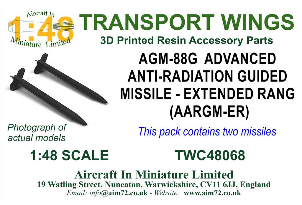 AIM - Transport Wings TWC48068 1:48 AGM-88G-ER Adv Anti-Radi Guided Missile