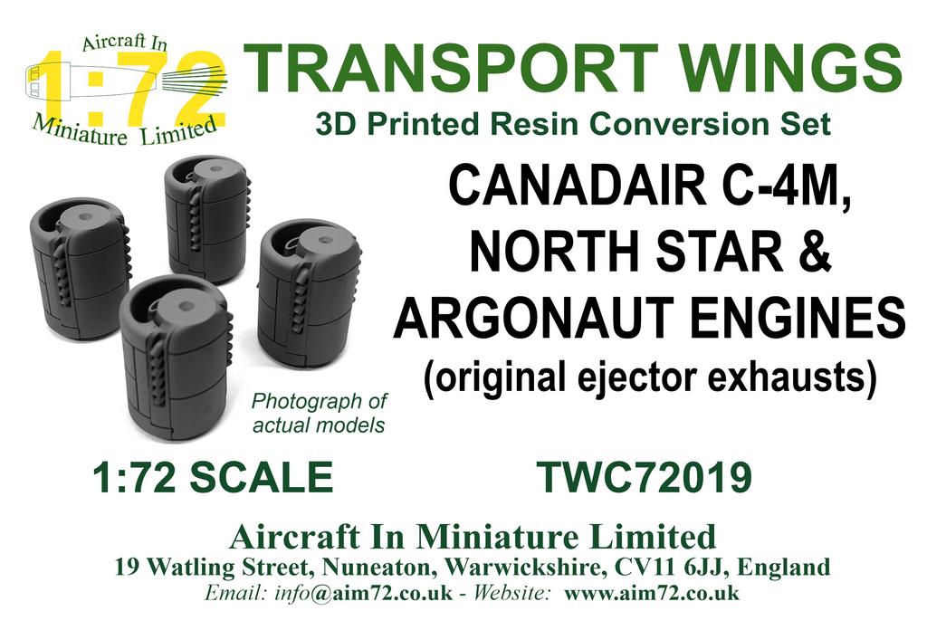 AIM - Transport Wings TWC72019 1:72 Canadair C-4 North Star & Argonaut Engines (Original Ejector Exhausts) Conversion Pack
