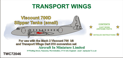 AIM - Transport Wings TWC72046 1:72 Vickers Viscount 700D Slipper Tanks (Small)