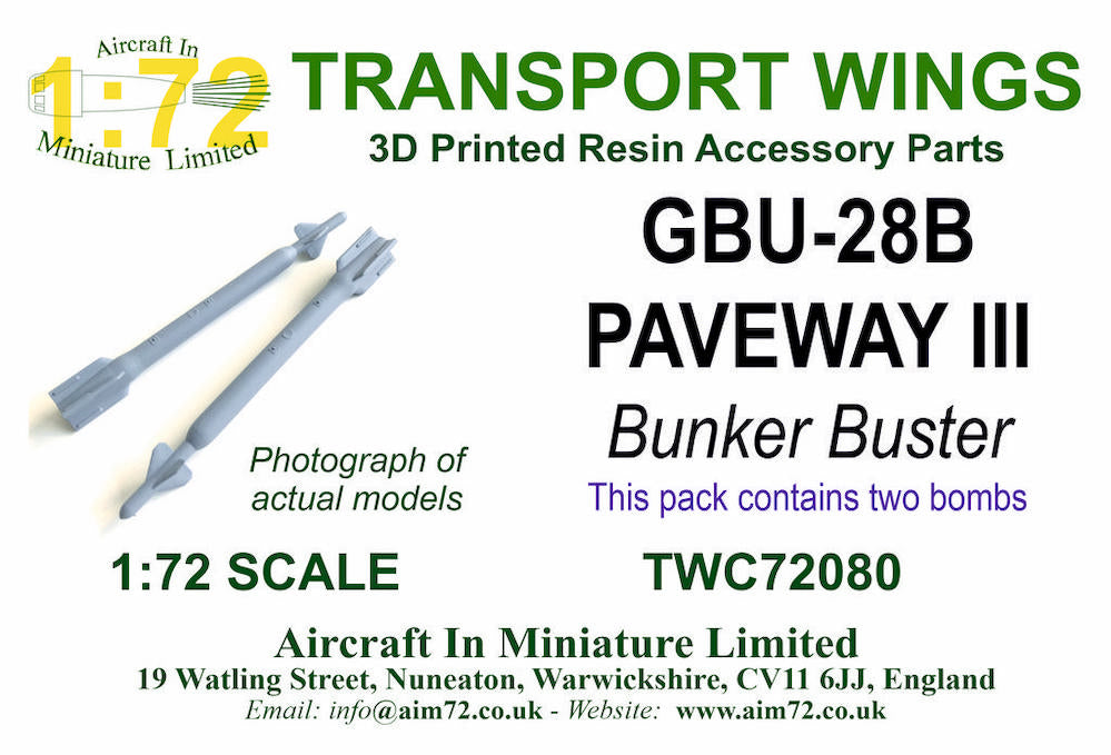 AIM - Transport Wings TWC72080 1:72 GBU-28B Paveway III Bunker Buster (pack of 2)