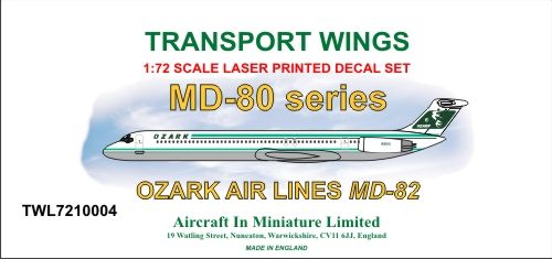 AIM - Transport Wings TWL7210004 1:72 McDonnell-Douglas MD-80 'Ozark Air Lines Decal Set