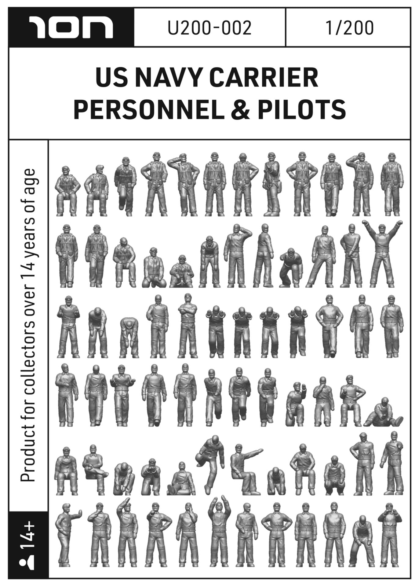 ION Model U200-002 1:200 US Navy Carrier Personnel & Pilots (3D-Printed)