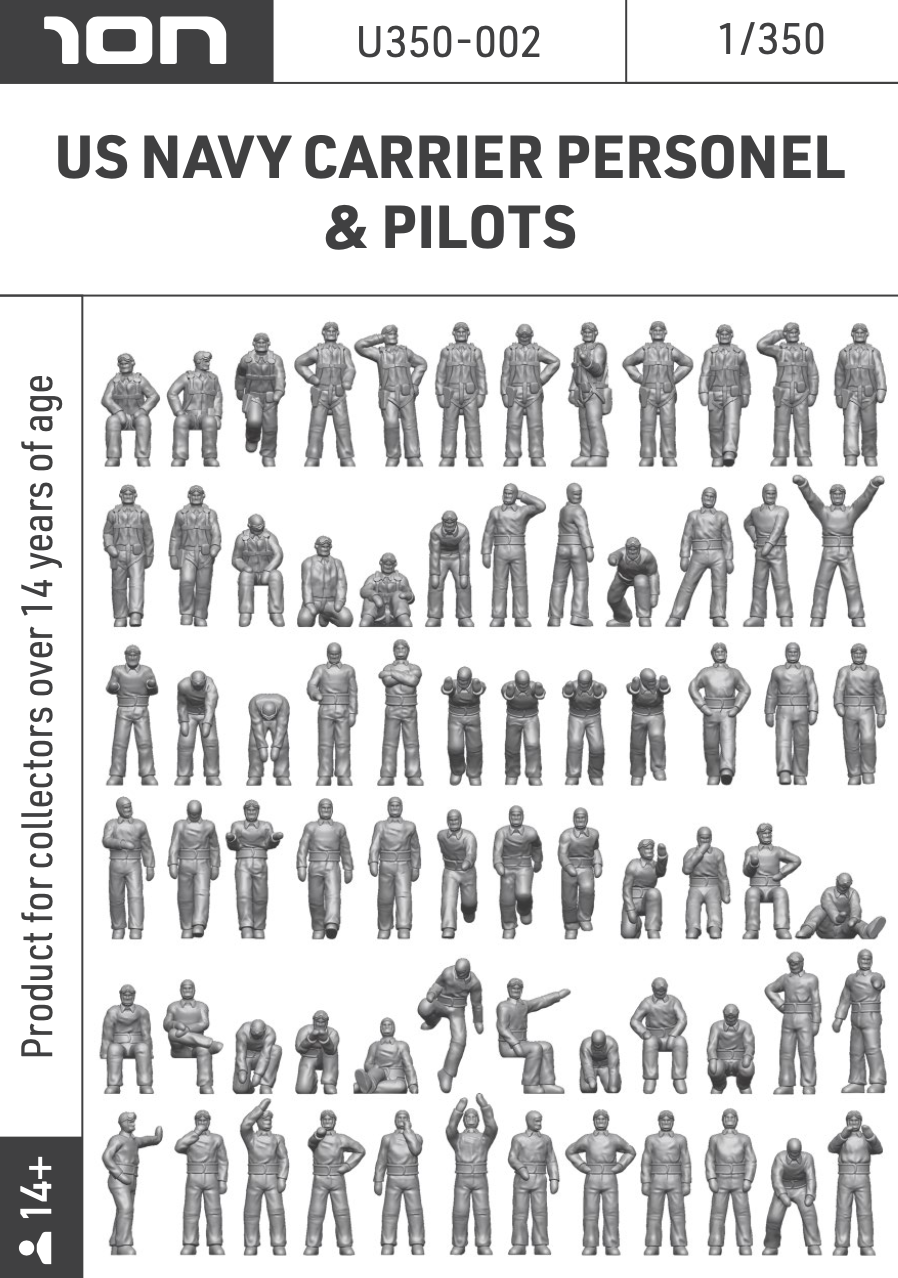 ION Model U350-002 1:350 US Navy Carrier Personnel & Pilots (3D-Printed)