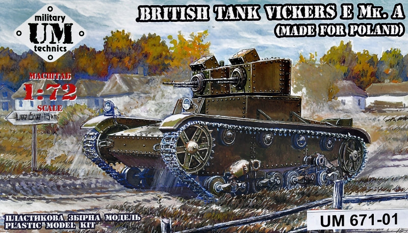 UM-MT 67101 1:72 Vickers E Mk.A British Tank (Made for Poland) - Plastic Tracks