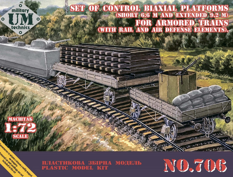 UM-MT 706 1:72 Set of control biaxial flat wagons