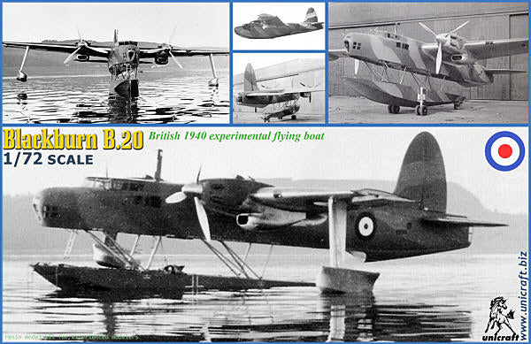 Unicraft 72115 1:72 Blackburn B.20, British 1940 experimental flying boat.