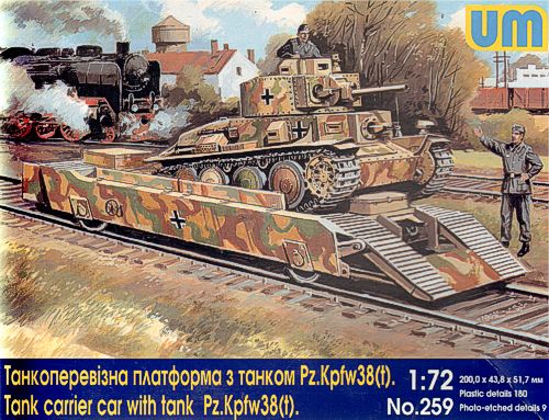 Unimodel 259 1:72 Tank Carrier Railway Car with Tank Pz.Kpfw. 38(t)