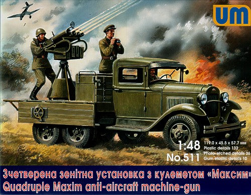 Unimodel 511 1:48 Soviet truck Soviet GAZ-AAA with anti-aircraft plant 'Maksim' (figures not included)