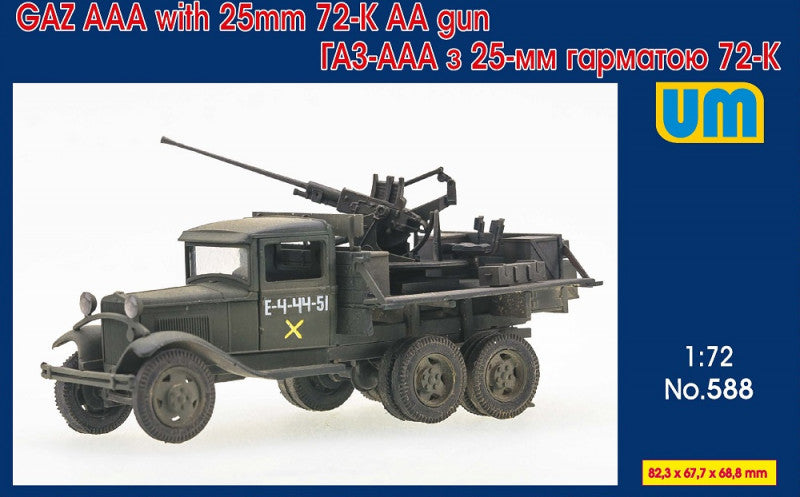 Unimodel 588 1:72 GAZ-AAA truck with 25mm 72-K AA gun