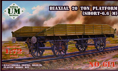 UM-MT 614 1:72 Bi-Axial 20ton Railway Flat Platform (Short - 6,6 m)