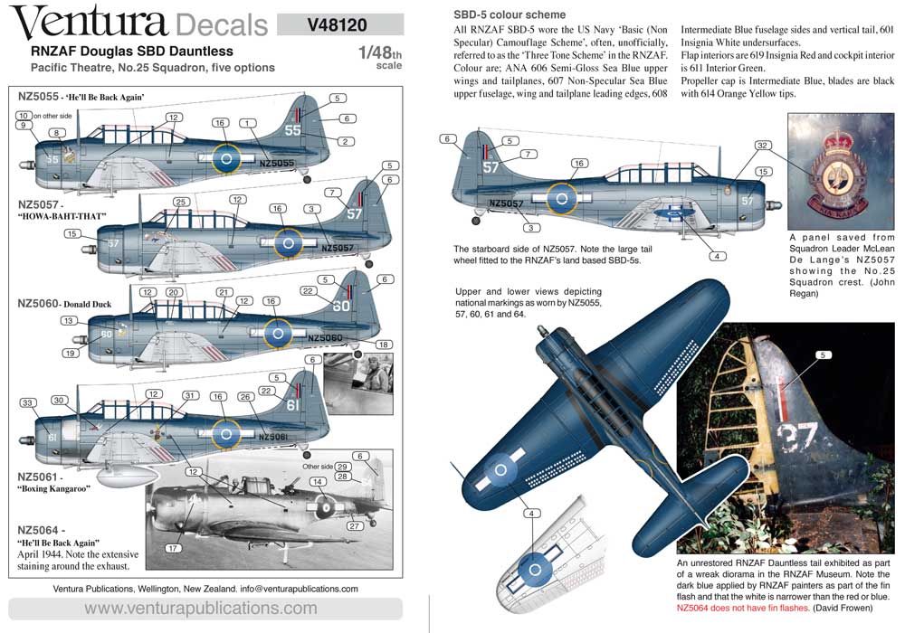 Ventura V48120 1:48 RNZAF Douglas SBD-5 Dauntless - Pacific Theatre, No.25 Squadron