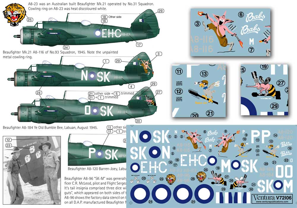 Ventura V72106 1:72 RAAF Bristol Beaufighter Mk.21 - five options.