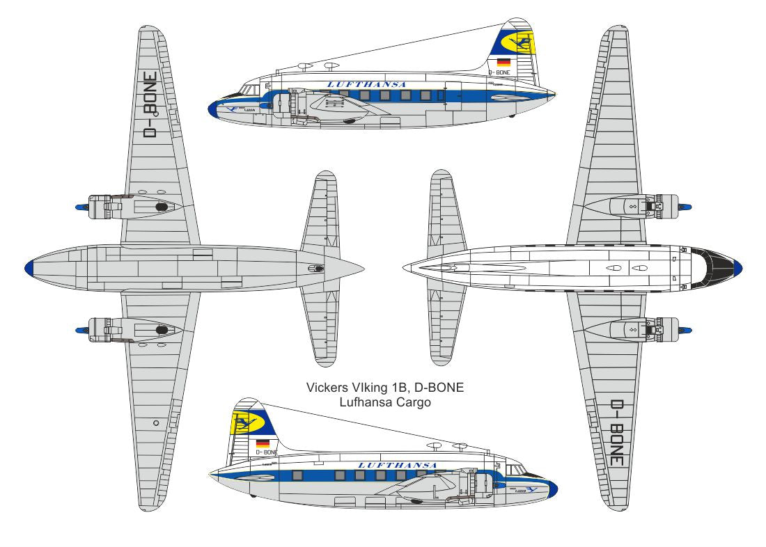Valom 72173 1:72 Vickers Viking 1B 'Cargo' (Air Ferry, Lufthansa) re-box, new decals