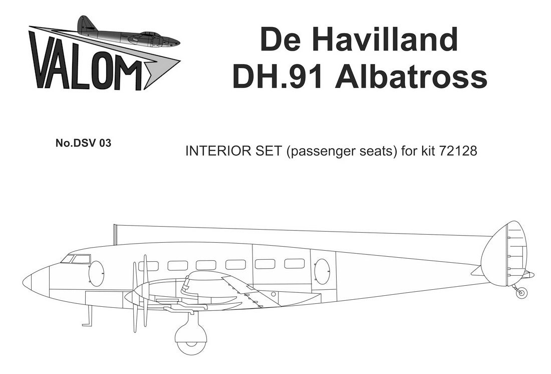 Valom DSV03 1:72 de Havilland DH.91 Albatross Interior set (passengers' seats and tables)