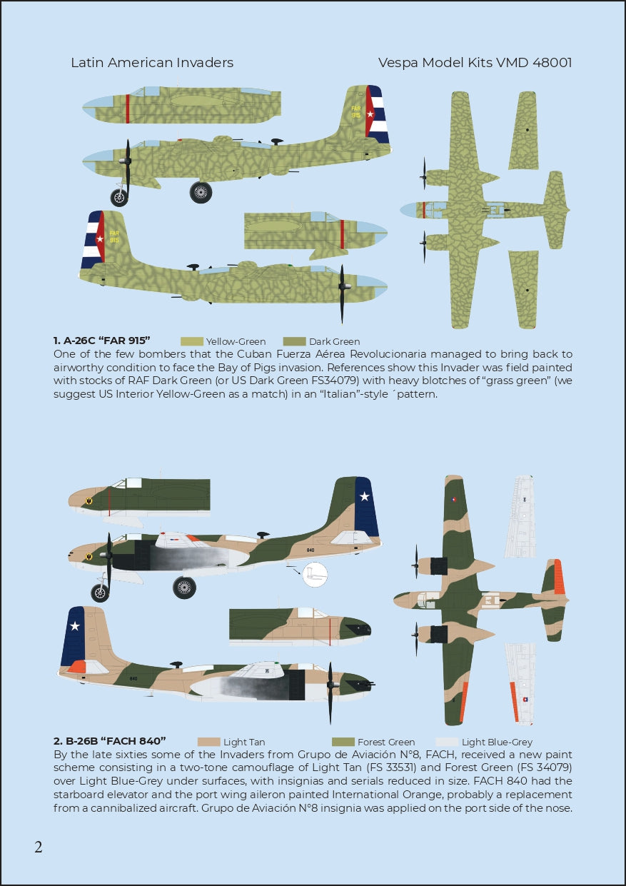 Vespa Models VD48001 1:48 Latin American Invaders (Douglas A-26C/B-26B/B-26C/B-26D/TB-26B)