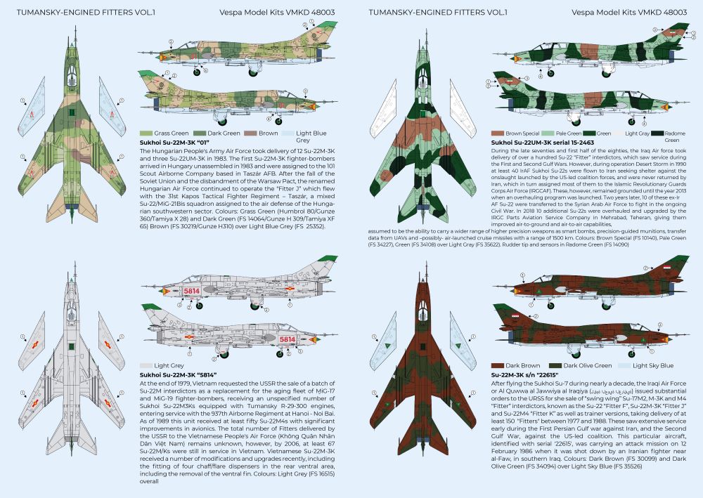 Vespa Models VD48003 1:48 Tumansky-Engined Ã¢â‚¬Å“FittersÃ¢â‚¬Â Vol.1 (Sukhoi Su-22M-3K)