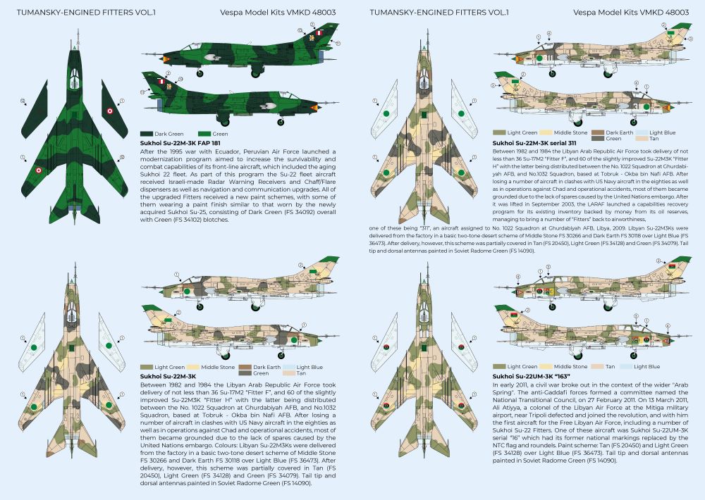 Vespa Models VD48003 1:48 Tumansky-Engined Ã¢â‚¬Å“FittersÃ¢â‚¬Â Vol.1 (Sukhoi Su-22M-3K)