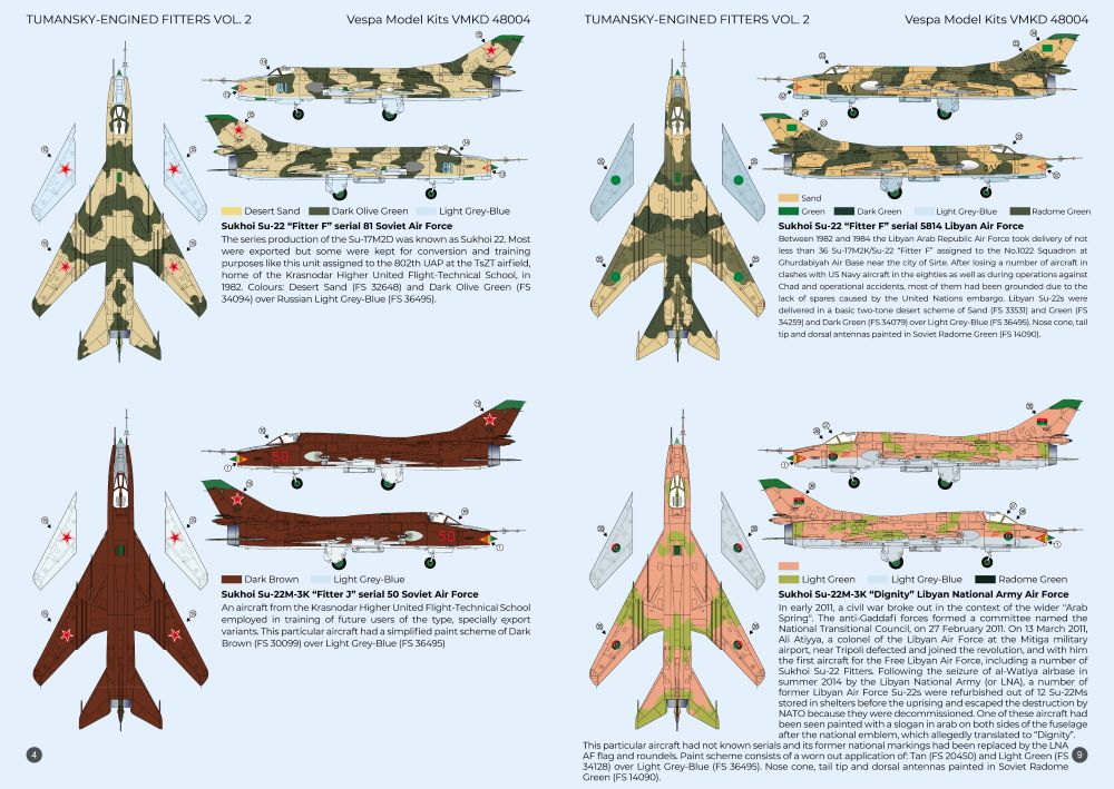 Vespa Models VD48004 1:48 Tumansky-Engined Ã¢â‚¬Å“FittersÃ¢â‚¬Â Vol.2 (Sukhoi Su-22M-3K, Su-22UM-3K, Fitter F)