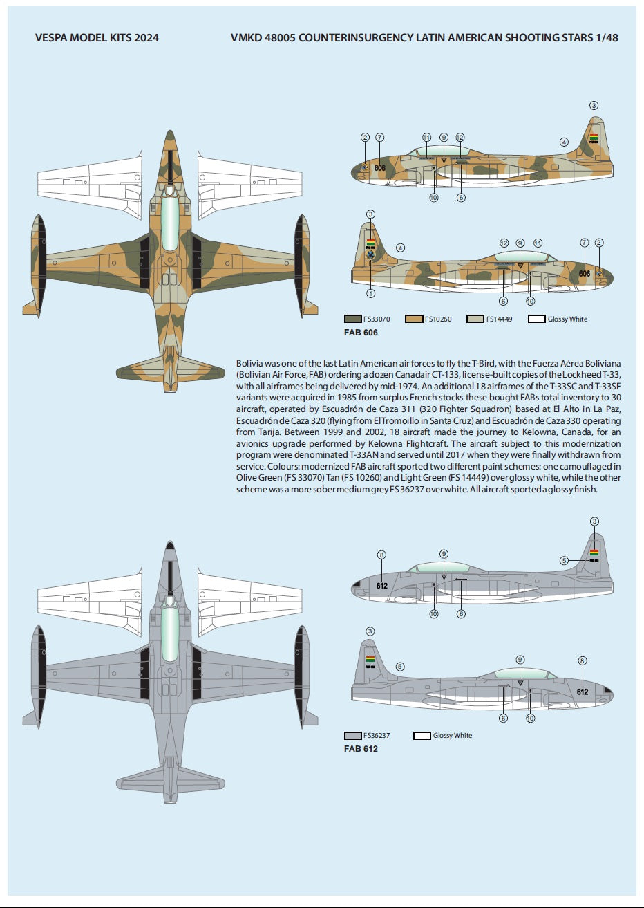 Vespa Models VD48005 1:48 Latin American Counter-Insurgency Shooting Stars (Lockheed AT-33A)