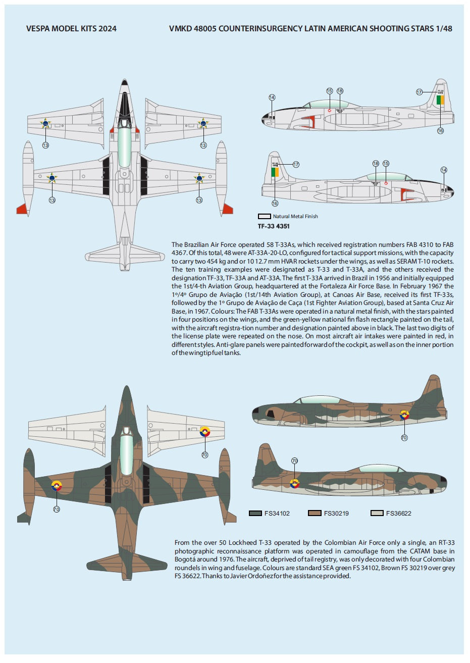 Vespa Models VD48005 1:48 Latin American Counter-Insurgency Shooting Stars (Lockheed AT-33A)