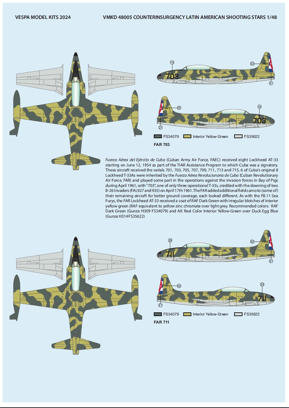 Vespa Models VD48005 1:48 Latin American Counter-Insurgency Shooting Stars (Lockheed AT-33A)