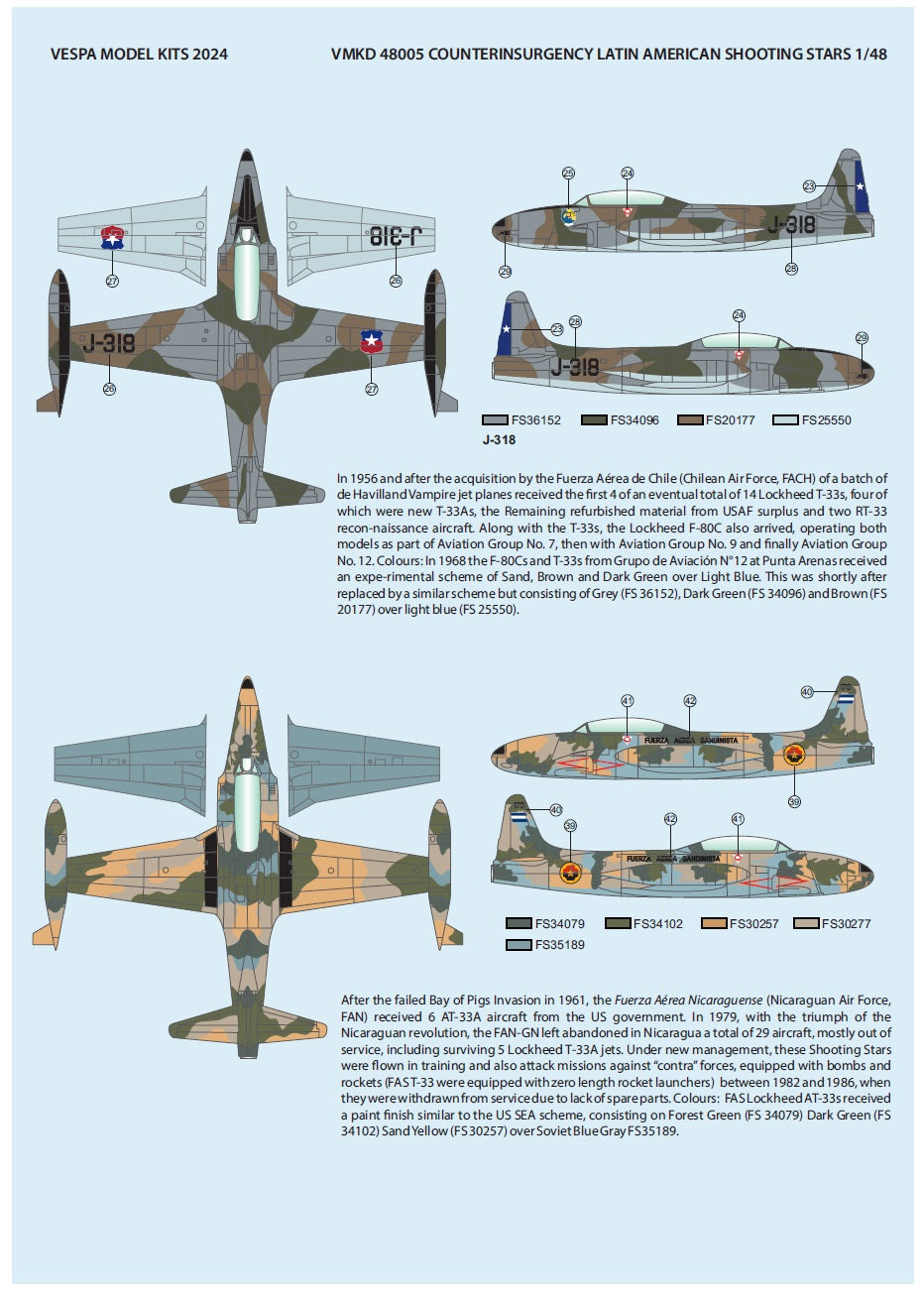 Vespa Models VD48005 1:48 Latin American Counter-Insurgency Shooting Stars (Lockheed AT-33A)
