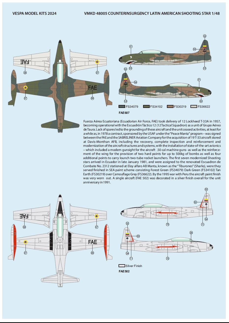 Vespa Models VD48005 1:48 Latin American Counter-Insurgency Shooting Stars (Lockheed AT-33A)