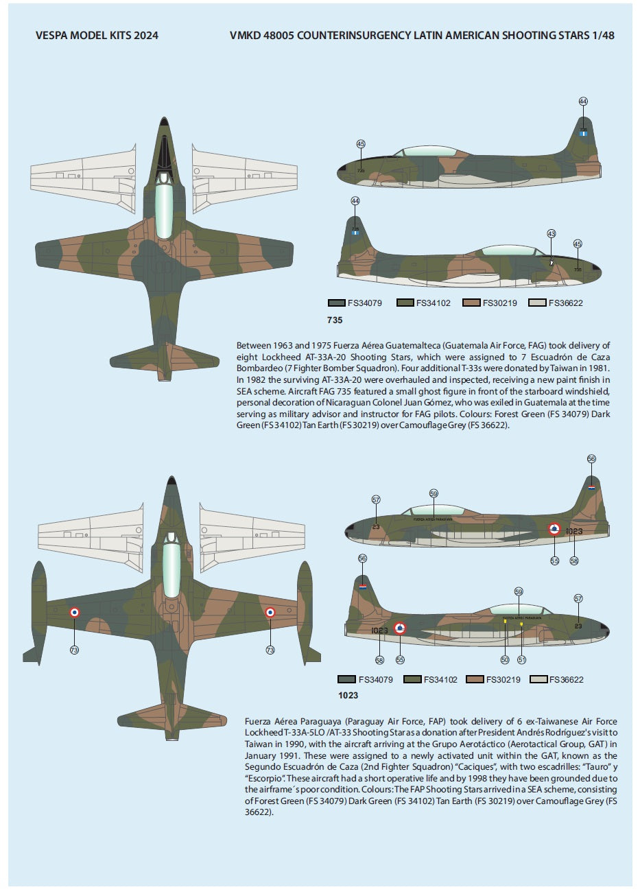 Vespa Models VD48005 1:48 Latin American Counter-Insurgency Shooting Stars (Lockheed AT-33A)