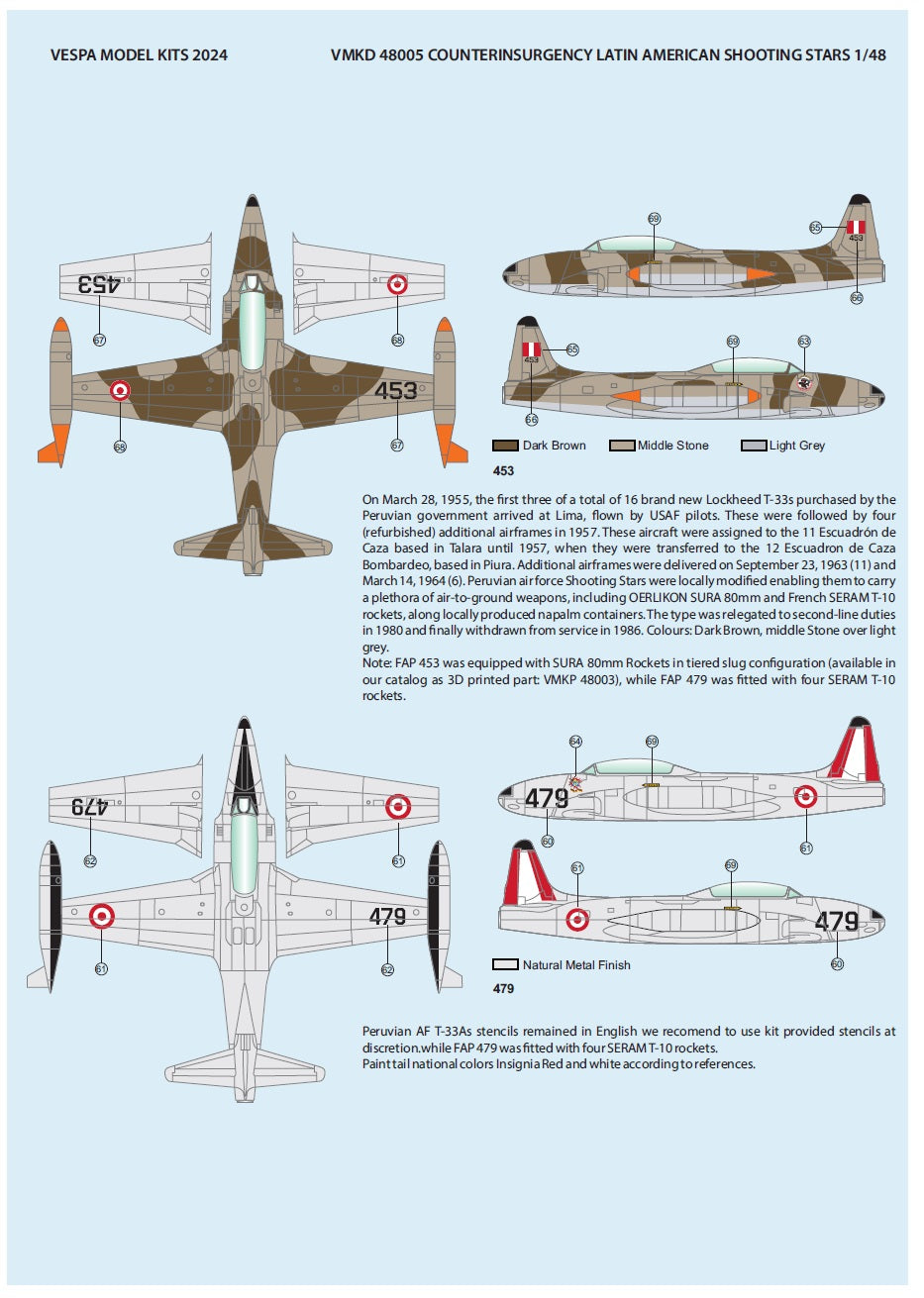 Vespa Models VD48005 1:48 Latin American Counter-Insurgency Shooting Stars (Lockheed AT-33A)
