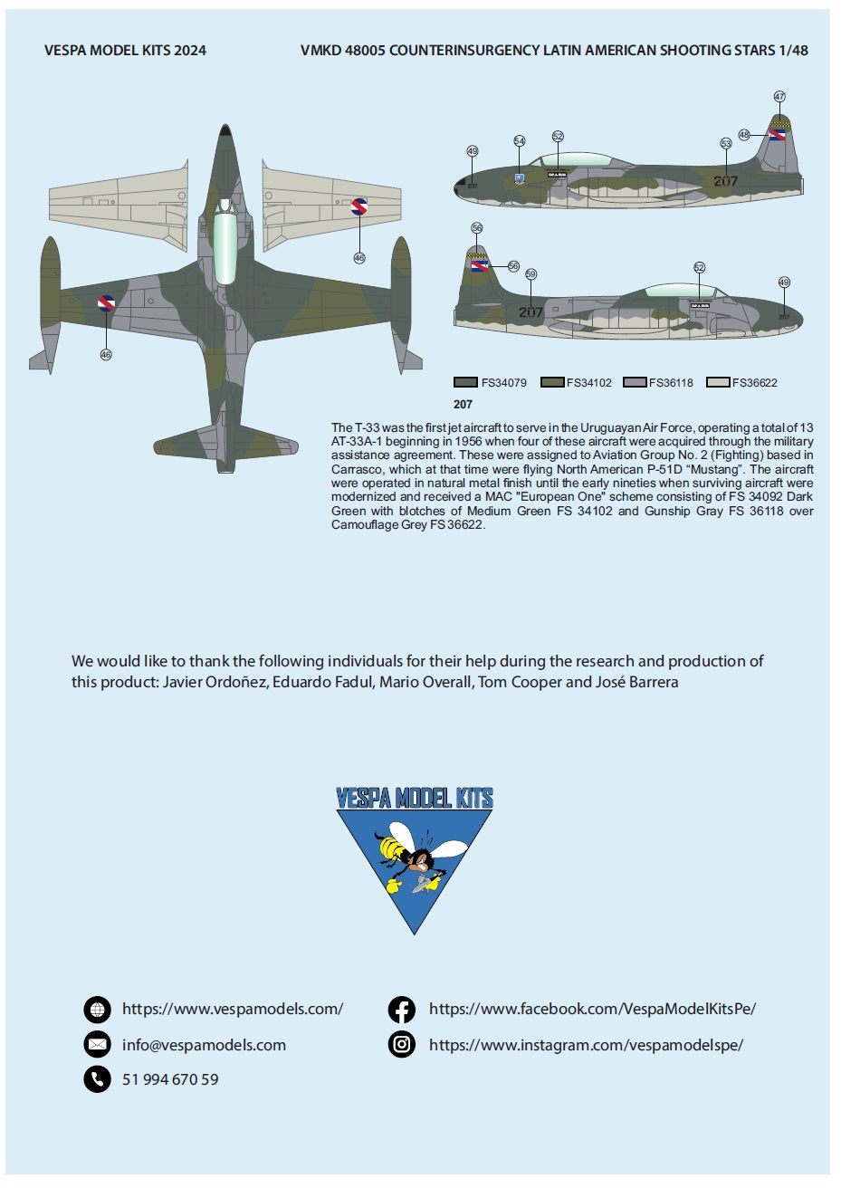 Vespa Models VD48005 1:48 Latin American Counter-Insurgency Shooting Stars (Lockheed AT-33A)