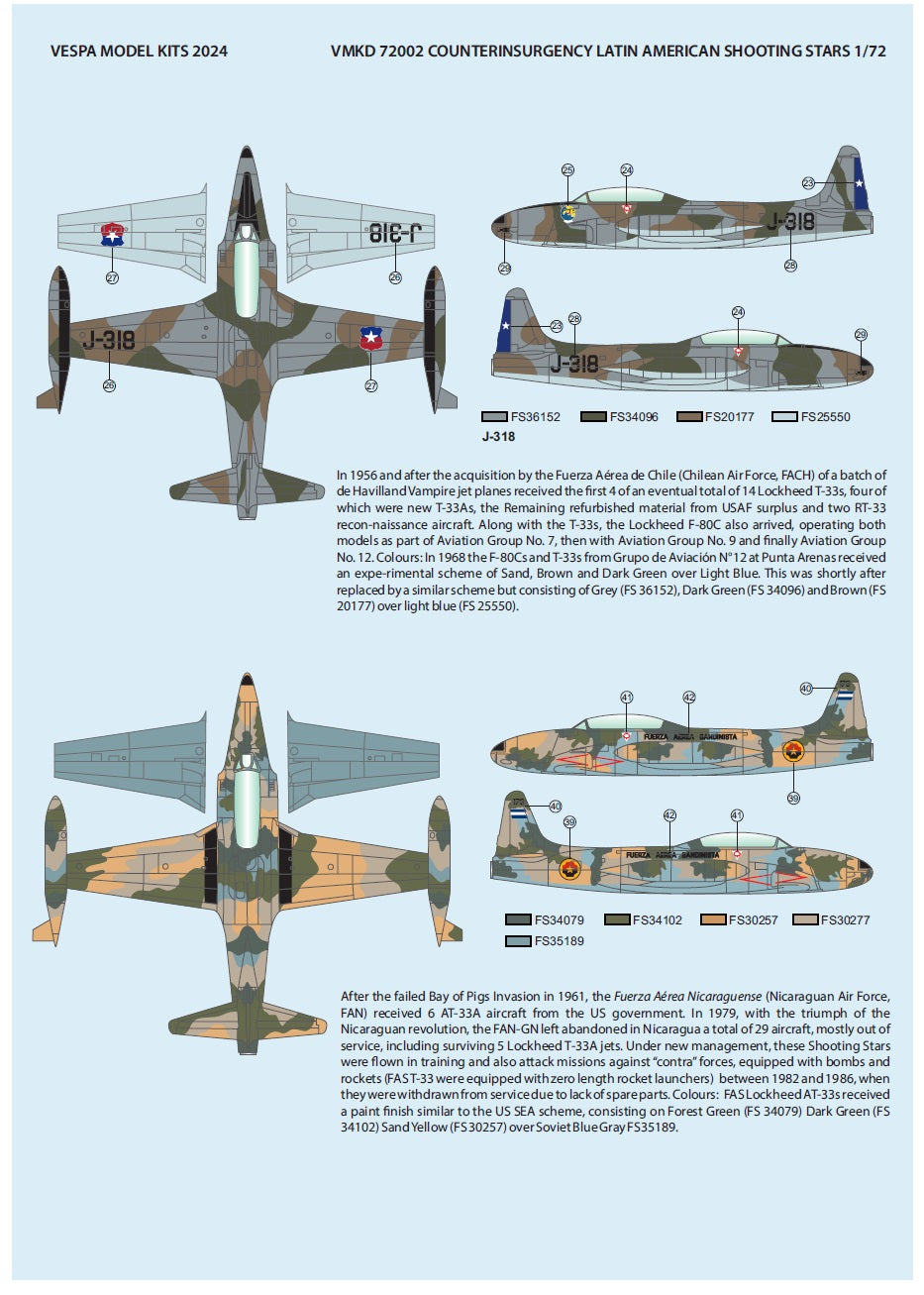 Vespa Models VD72002 1:72 Latin American Counter-Insurgency Shooting Stars (Lockheed AT-33A)