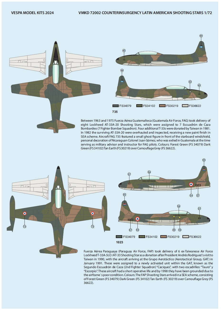 Vespa Models VD72002 1:72 Latin American Counter-Insurgency Shooting Stars (Lockheed AT-33A)