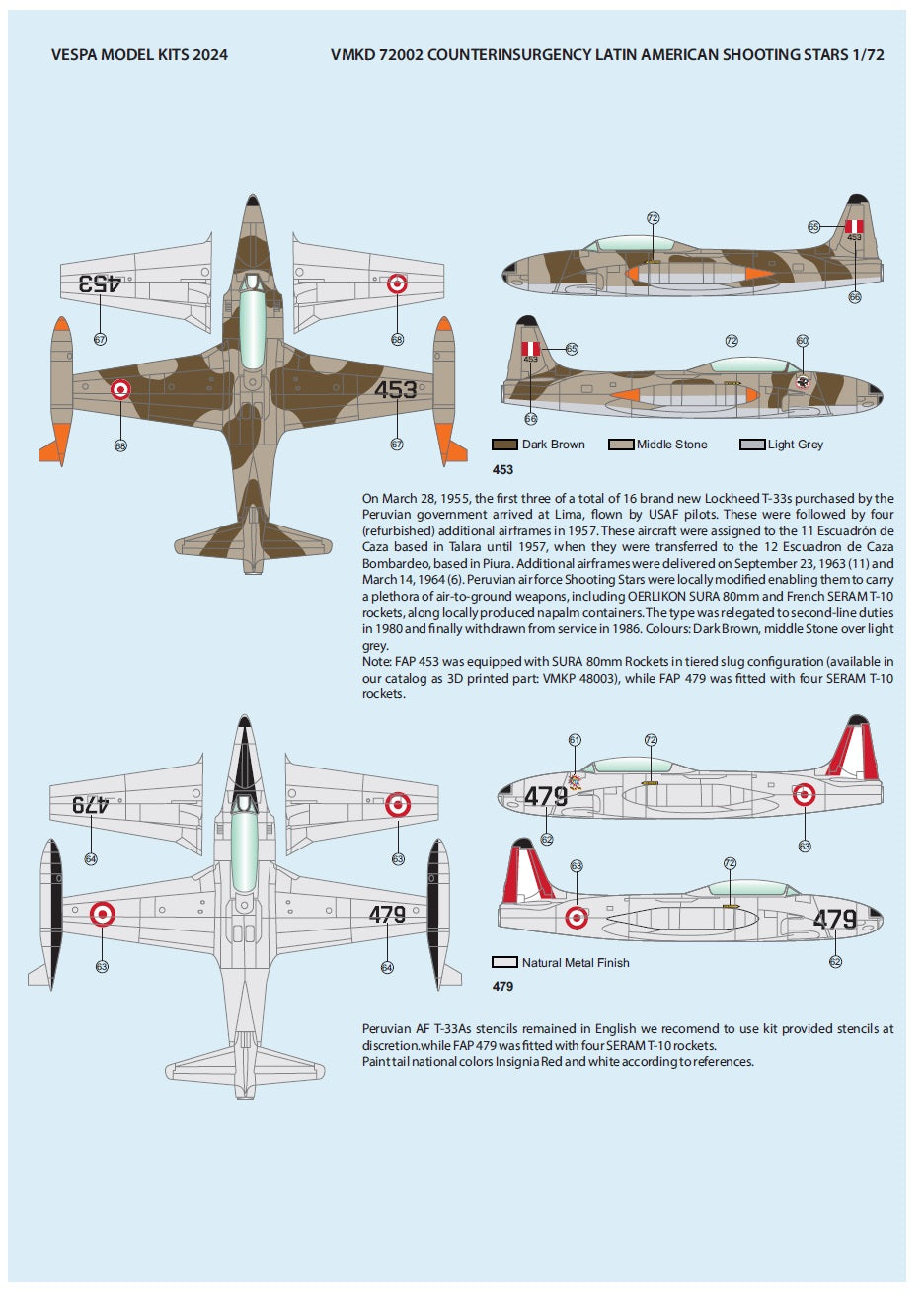 Vespa Models VD72002 1:72 Latin American Counter-Insurgency Shooting Stars (Lockheed AT-33A)