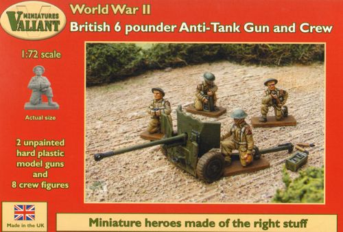 Valiant Miniatures 0009 1:72 British 6 pdr Anti-Tank Gun and Crew