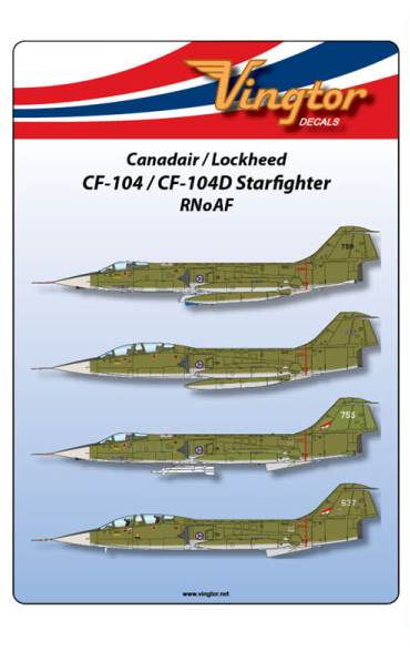 Vingtor Decals 32-001 1:32 Canadair/Lockheed CF-104 Starfighter - 334 Sqn RNoAF