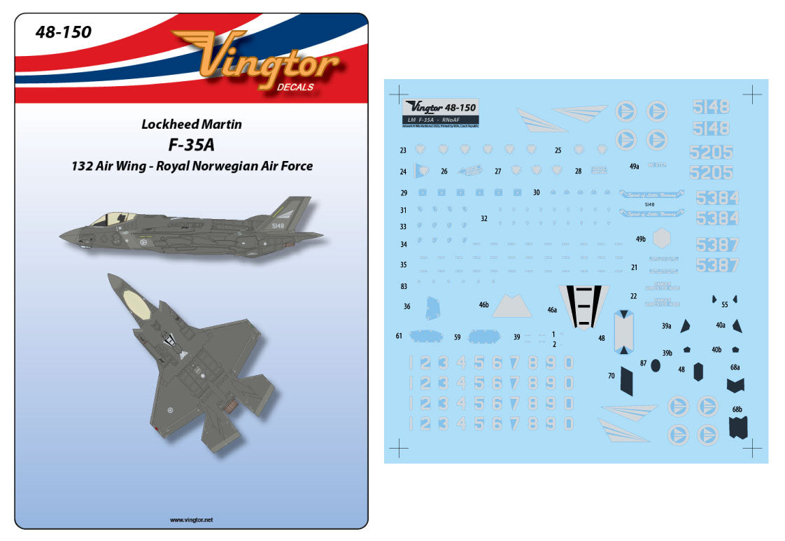Vingtor Decals 48-150 1:48 Lockheed-Martin F-35A Lightning II - RNoAF