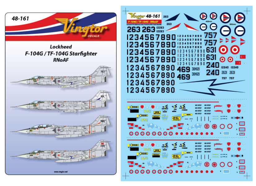 Vingtor Decals VTH48-161 1:48 Lockheed F-104G/TF-104G Starfighter, RNoAF