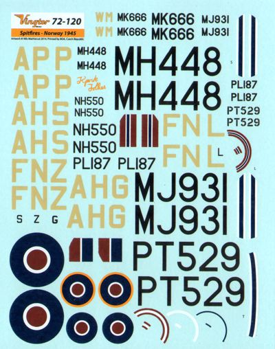 Vingtor Decals 72120 1:72 Supermarine Spitfire Mk.IXe - Norway 1945