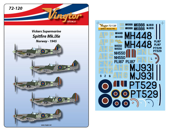 Vingtor Decals 72120 1:72 Supermarine Spitfire Mk.IXe - Norway 1945