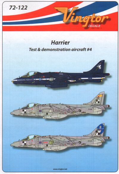 Vingtor Decals 72122 1:72 BAe Harrier - Test & demonstration aircraft #4