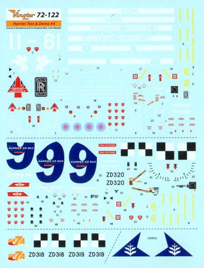 Vingtor Decals 72122 1:72 BAe Harrier - Test & demonstration aircraft #4