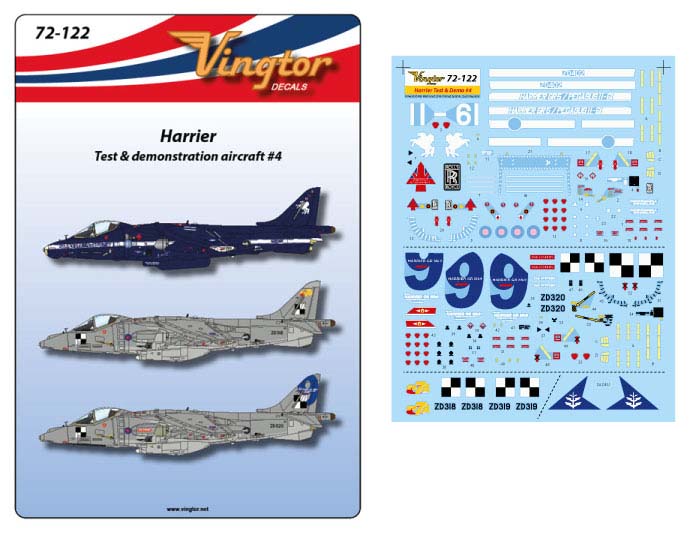Vingtor Decals 72122 1:72 BAe Harrier - Test & demonstration aircraft #4