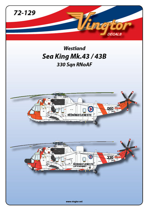 Vingtor Decals 72-129 1:72  303 sqn RNoAF Westland Sea King Mk.43/Mk.43B