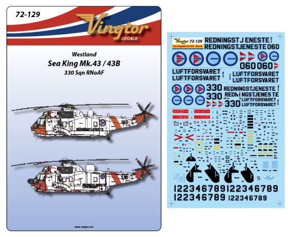 Vingtor Decals 72-129 1:72  303 sqn RNoAF Westland Sea King Mk.43/Mk.43B