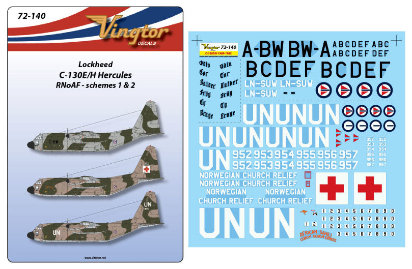 Vingtor Decals 72140 1:72 Lockheed C-130E/H Hercules, RNoAF - Schemes 1 & 2