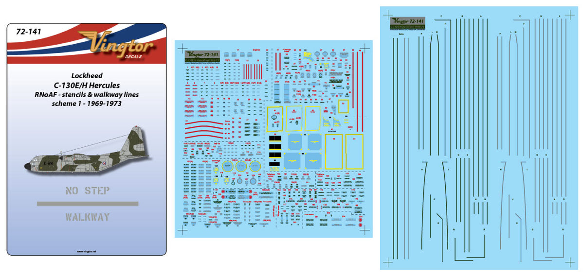 Vingtor Decals 72141 1:72 Lockheed C-130E/H Hercules, RNoAF - Stencils & walkway lines, Scheme 1