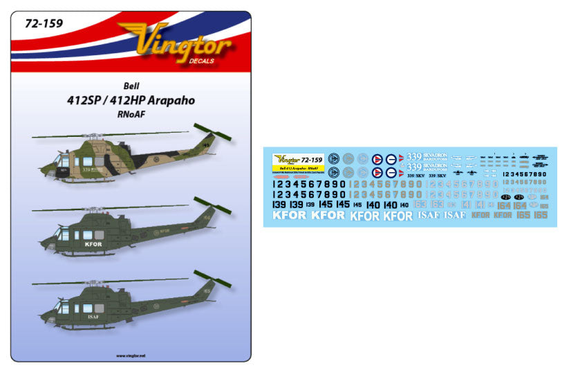 Vingtor Decals 72-159 1:72 Bell 412SP / 412HP Arapaho, RNoAF