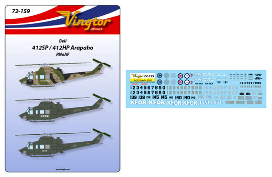 Vingtor Decals 72-159 1:72 Bell 412SP / 412HP Arapaho, RNoAF