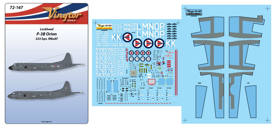 Vingtor Decals 72167 1:72 Lockheed P-3B Orion - 333 Sqn. RNoAF